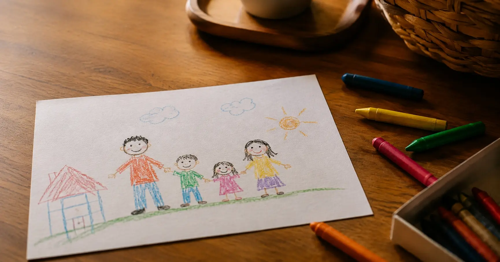 家庭財務規劃與家庭責任,孩子畫下心中的幸福家庭。